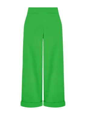 Pantalone ampio alla caviglia con tasche in Satin Power - Classic Green