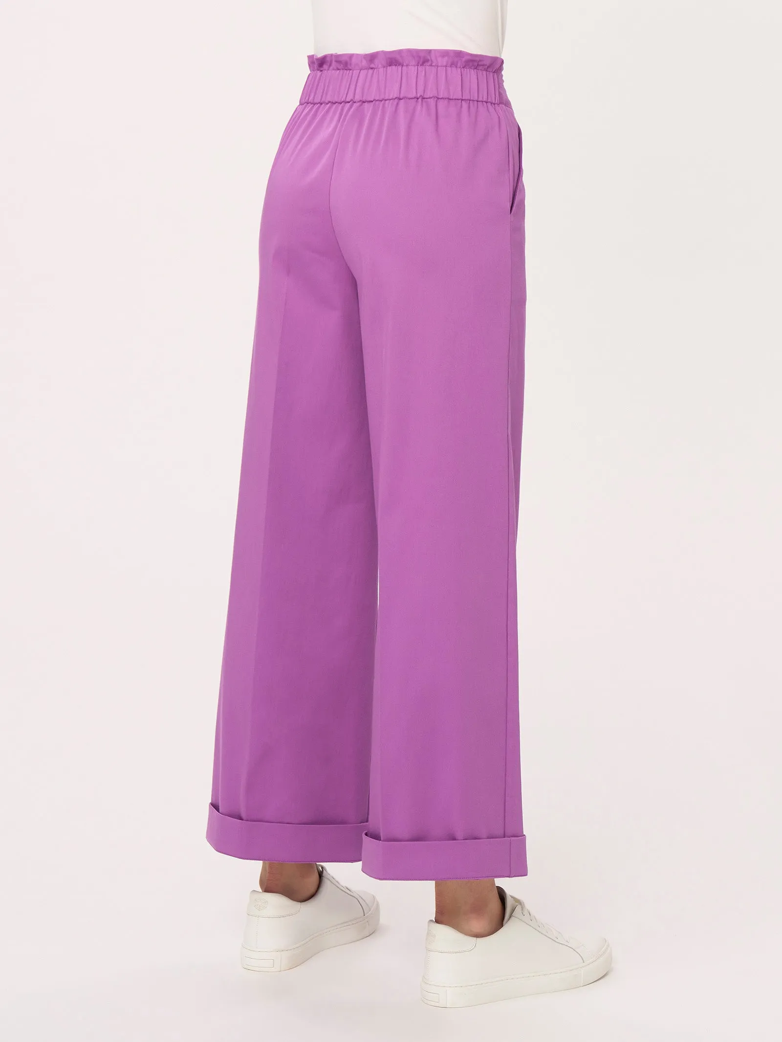 Pantalone ampio alla caviglia con tasche in Satin Power - Dewberry