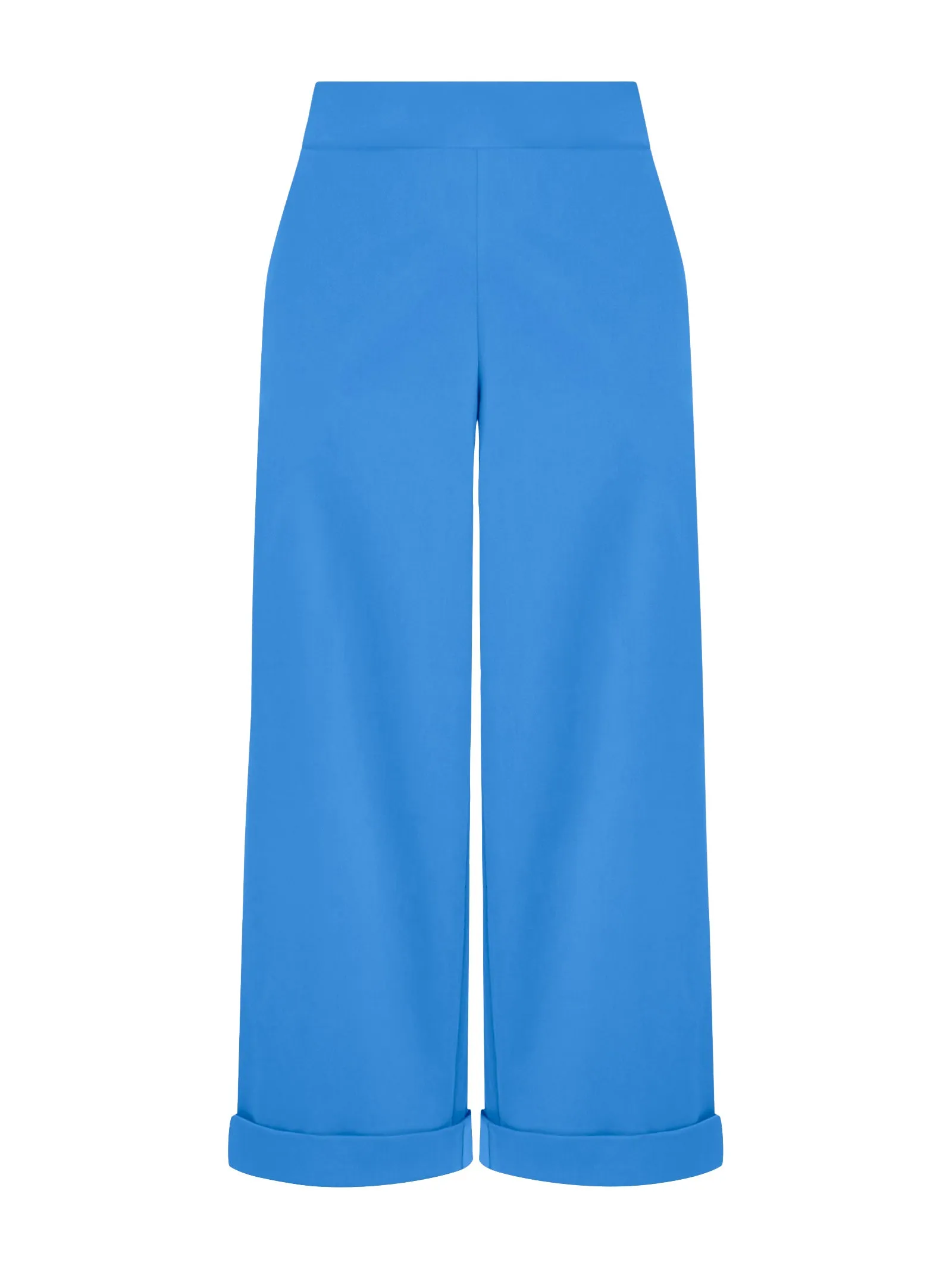 Pantalone ampio alla caviglia con tasche in Satin Power - Ibiza Blue