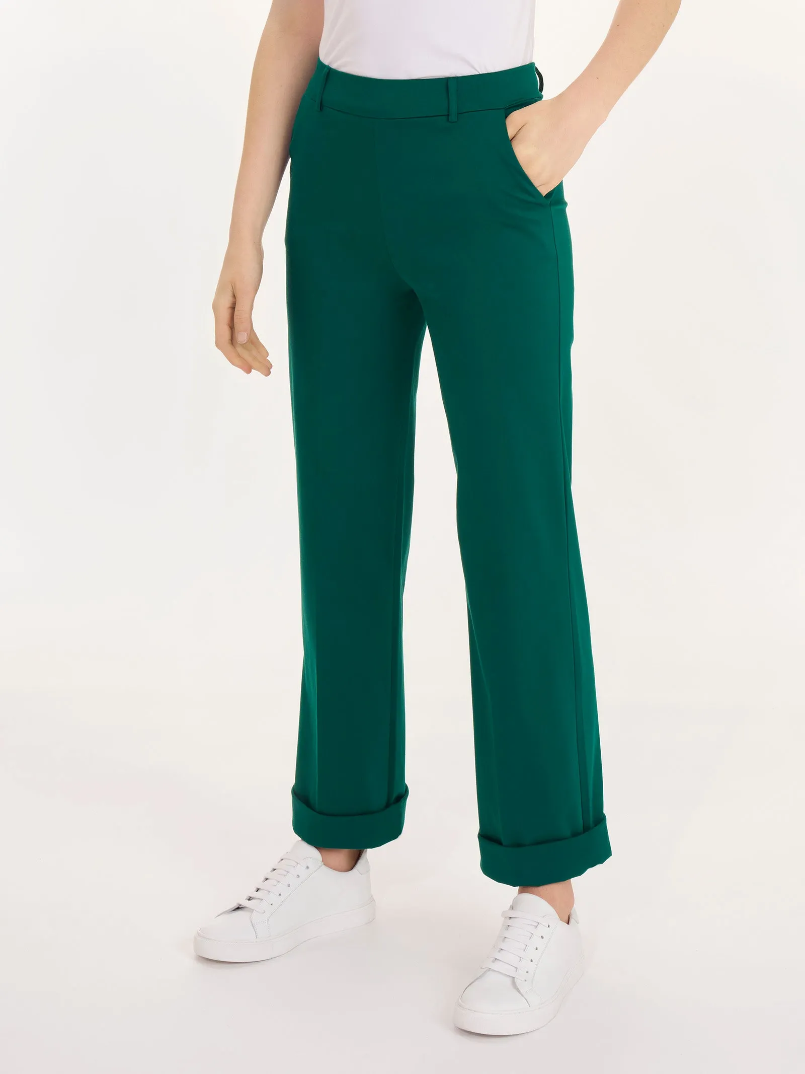 Pantalone dritto con tasche in Satin Power - Aventurine