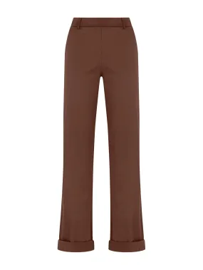 Pantalone dritto con tasche in Satin Power - Cappuccino