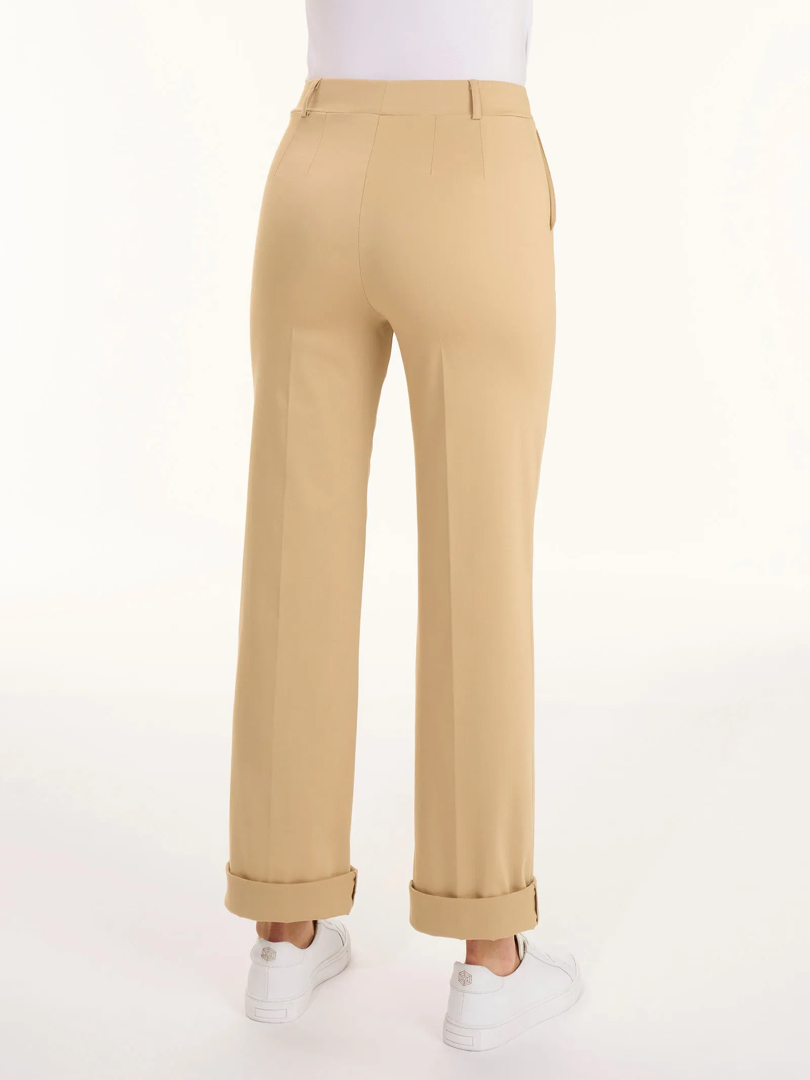 Pantalone dritto con tasche in Satin Power - Cappuccino