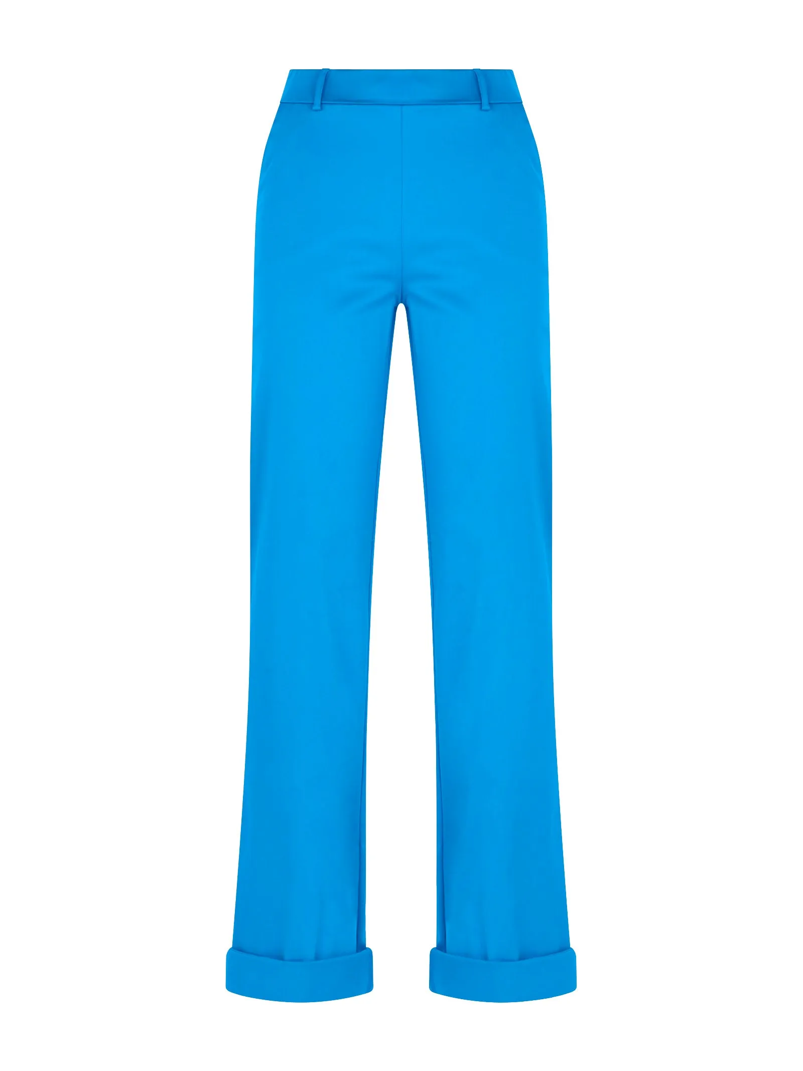 Pantalone dritto con tasche in Satin Power - Ibiza Blue