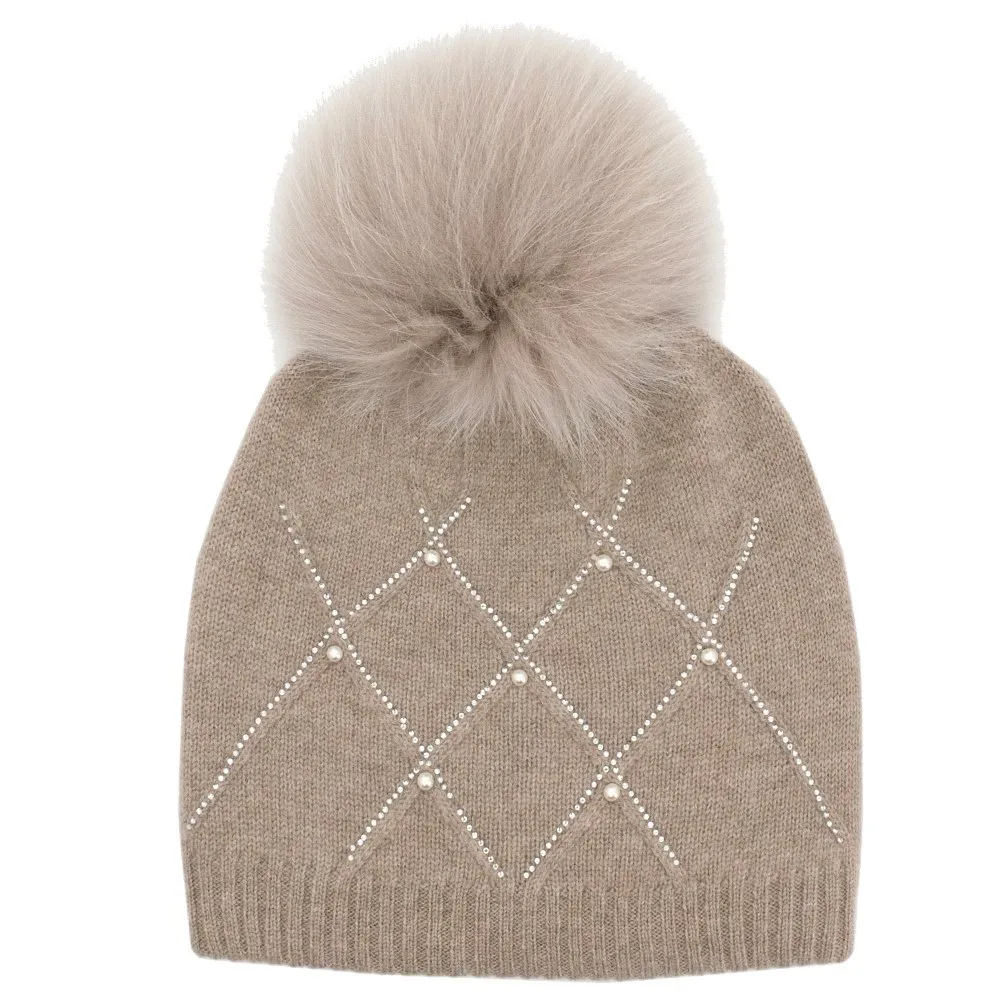 Peter Glenn Alex Pearl Hat with Real Fur Pom (Women's)