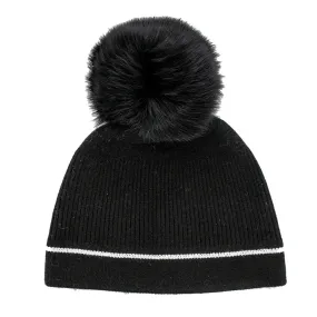 Peter Glenn Crystal Beanie with Real Fur Pom (Women's)