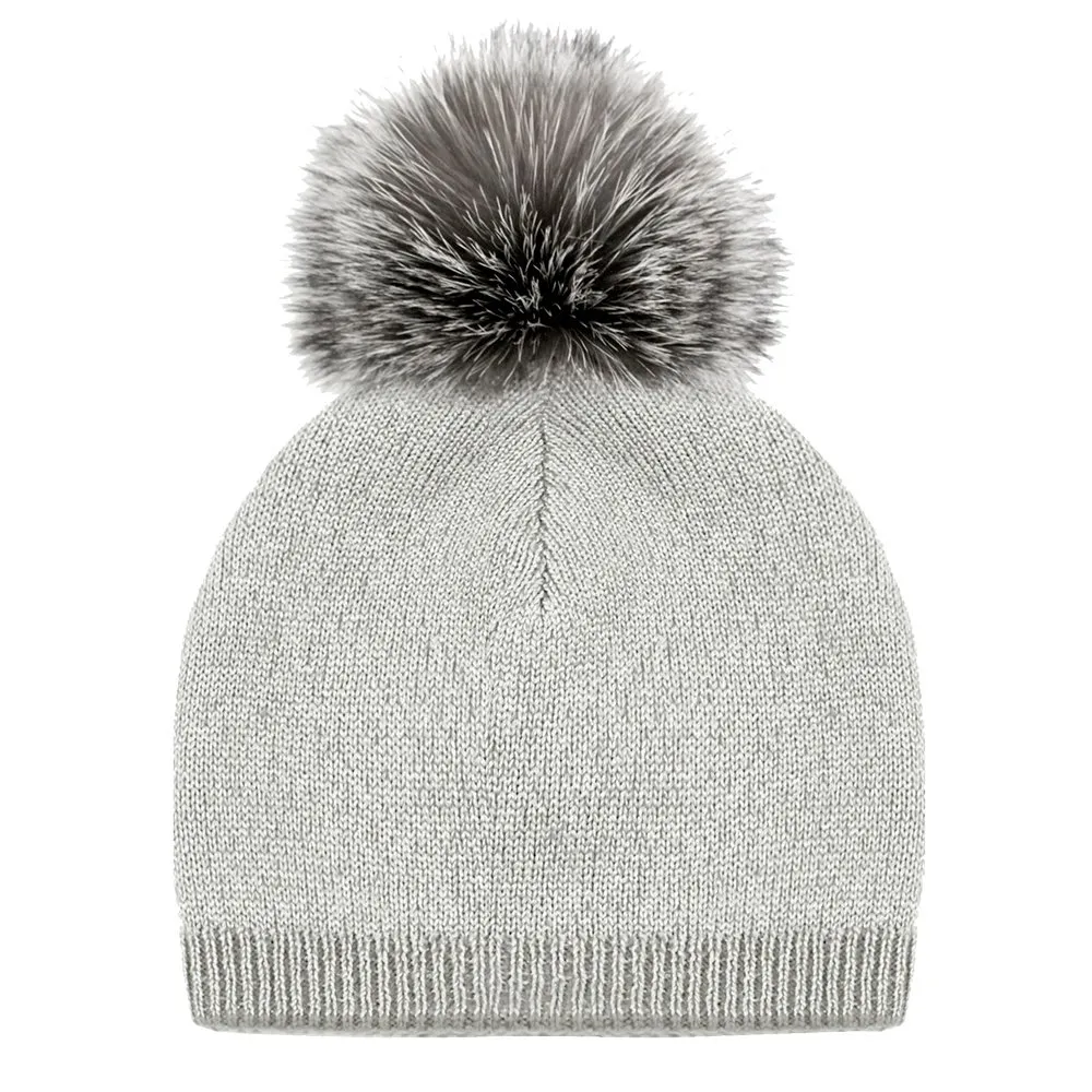 Peter Glenn Glisten Reversible Hat with Real Fur Pom (Women's)