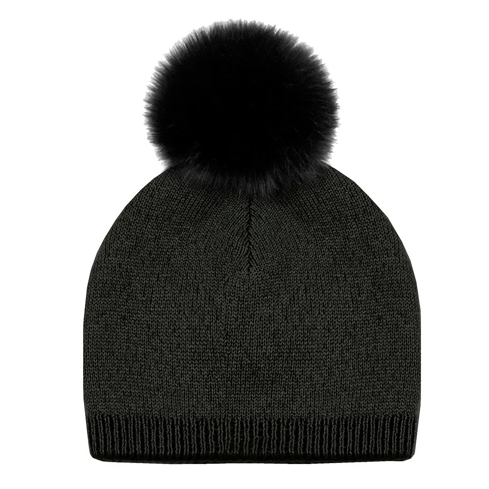 Peter Glenn Glisten Reversible Hat with Real Fur Pom (Women's)