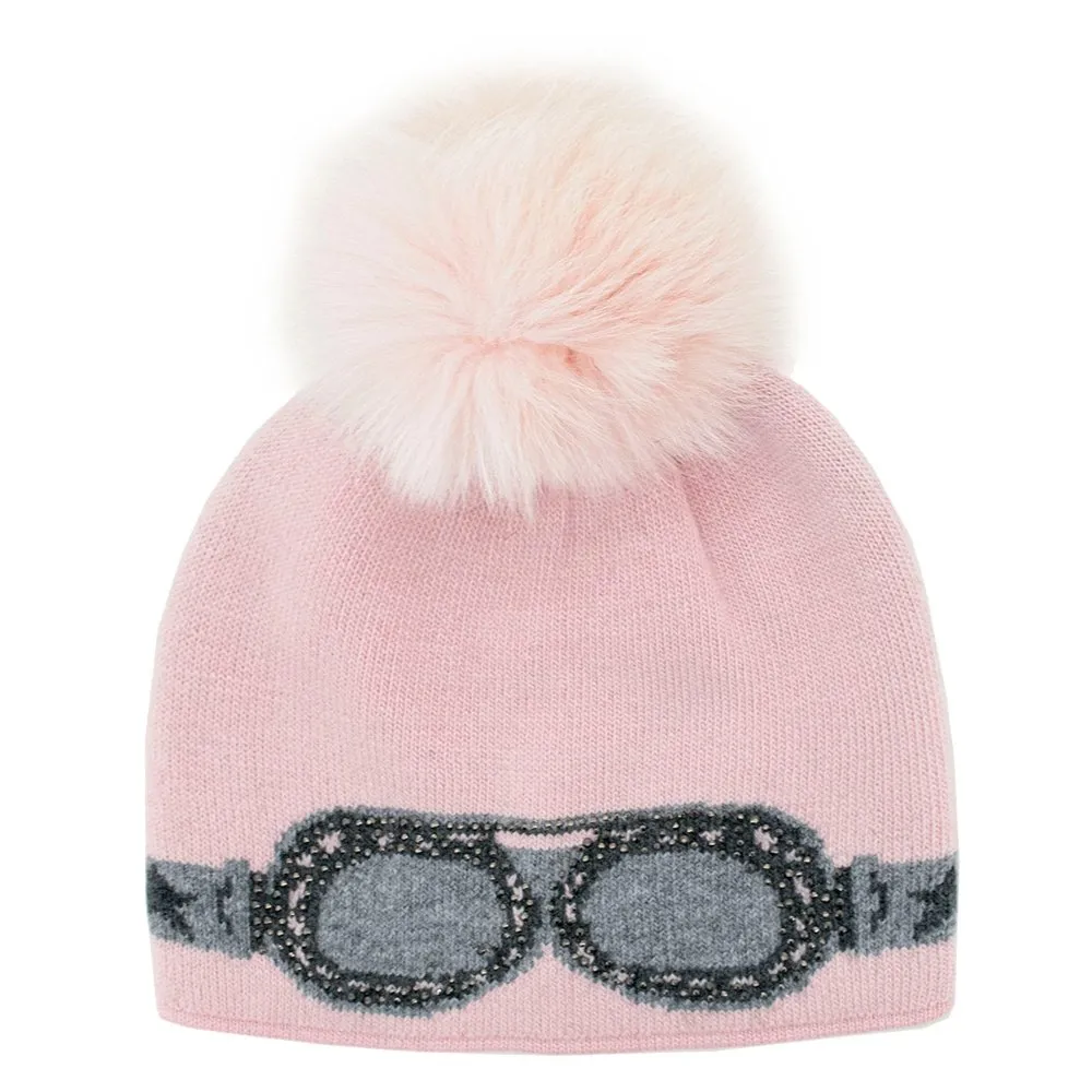 Peter Glenn Goggles Hat with Real Fur Pom(Women's)