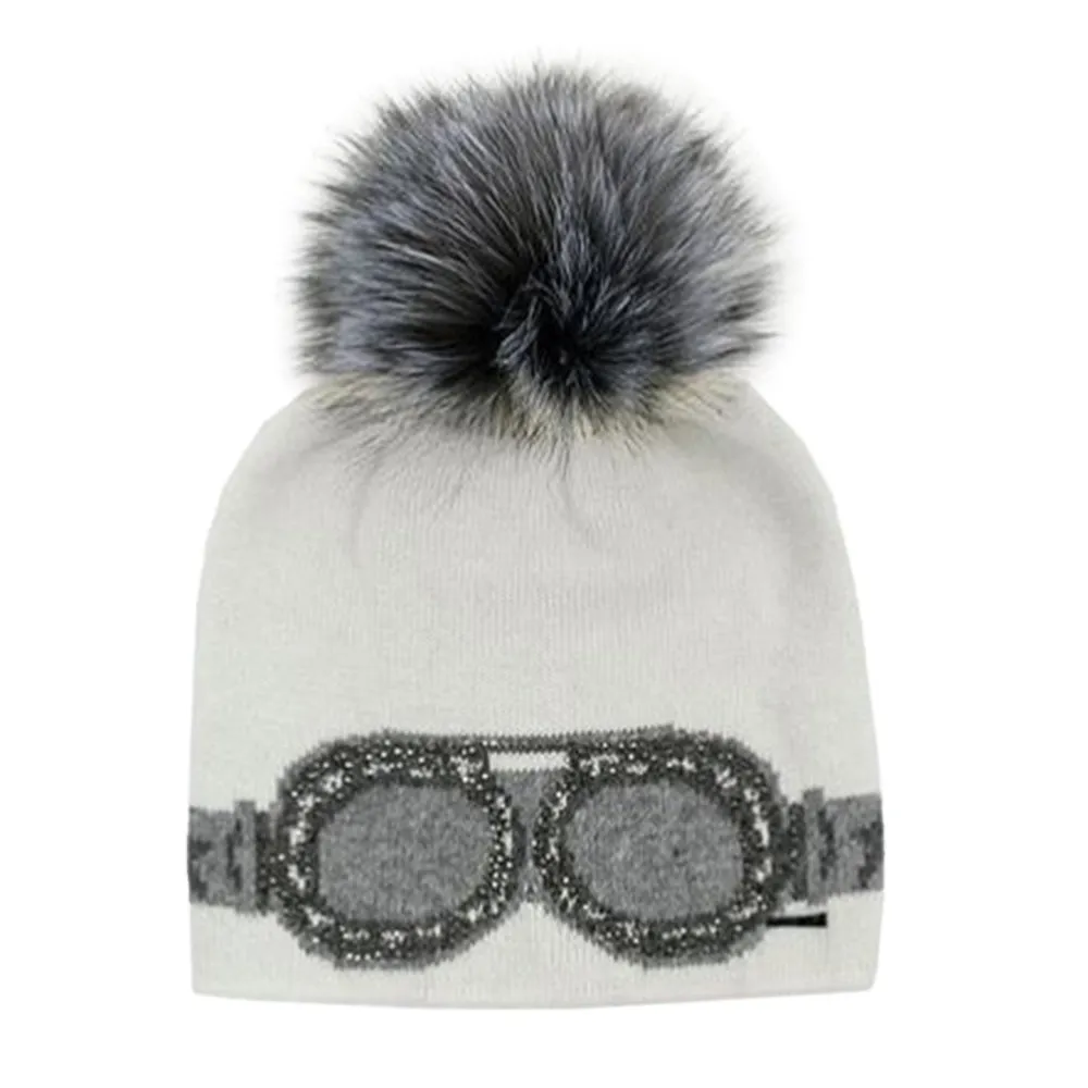 Peter Glenn Goggles Hat with Real Fur Pom(Women's)