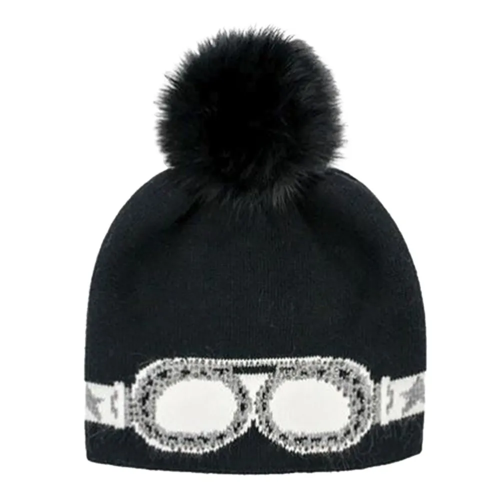 Peter Glenn Goggles Hat with Real Fur Pom(Women's)