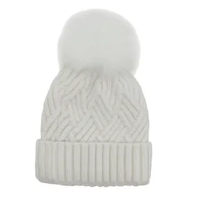 Peter Glenn  Knitted Hat with Real Fur Pom (Women's)