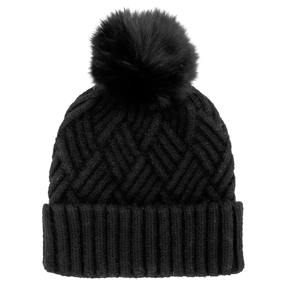 Peter Glenn  Knitted Hat with Real Fur Pom (Women's)