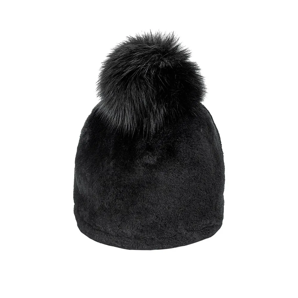 Peter Glenn Lamb Beanie with Real Fur Pom (Women's)