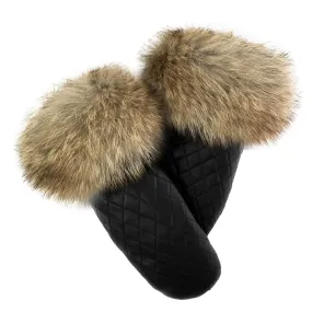 Peter Glenn Quilted Leather Mitt with Real Fur (Women's)