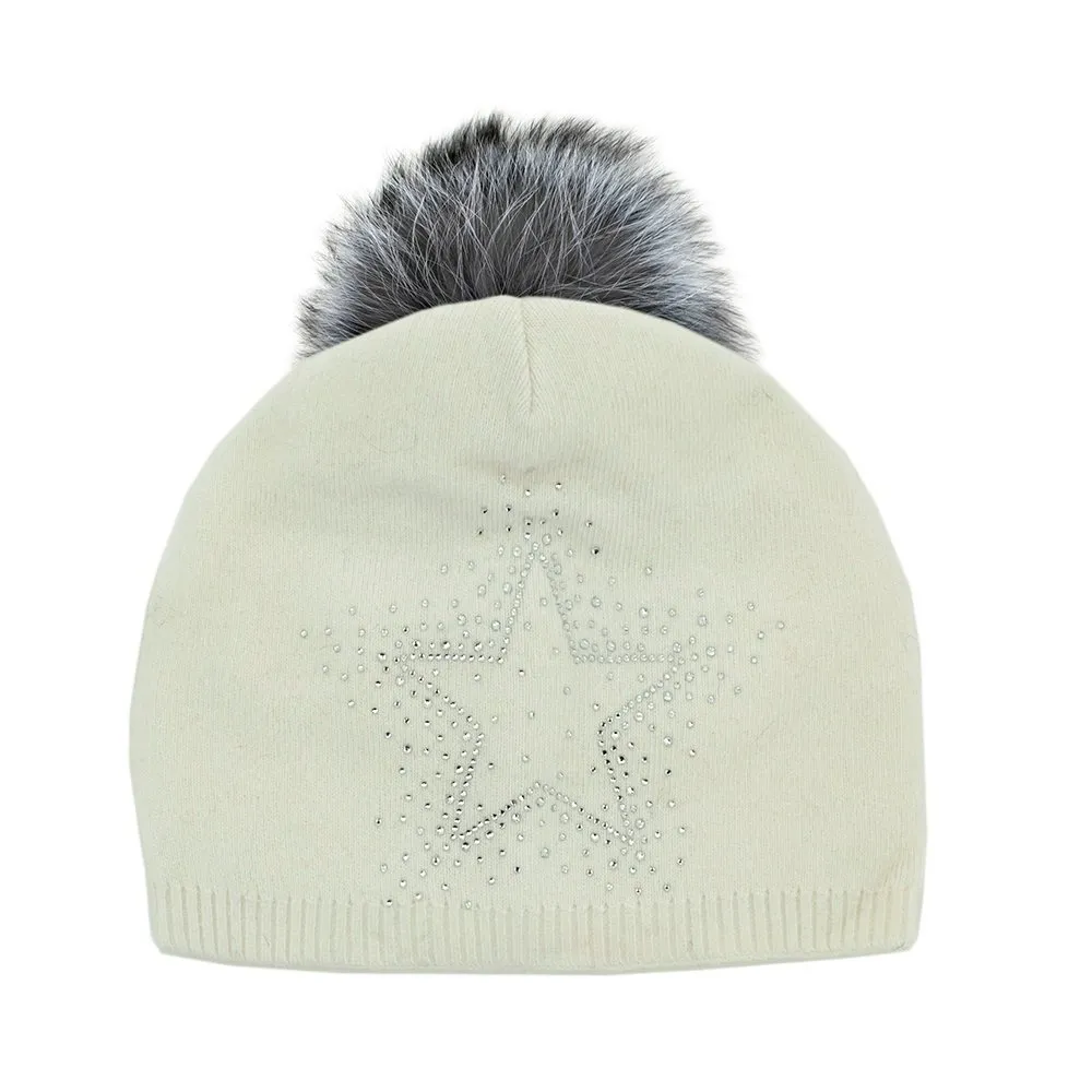 Peter Glenn Shining Star Hat with Real Fur Pom (Girls')