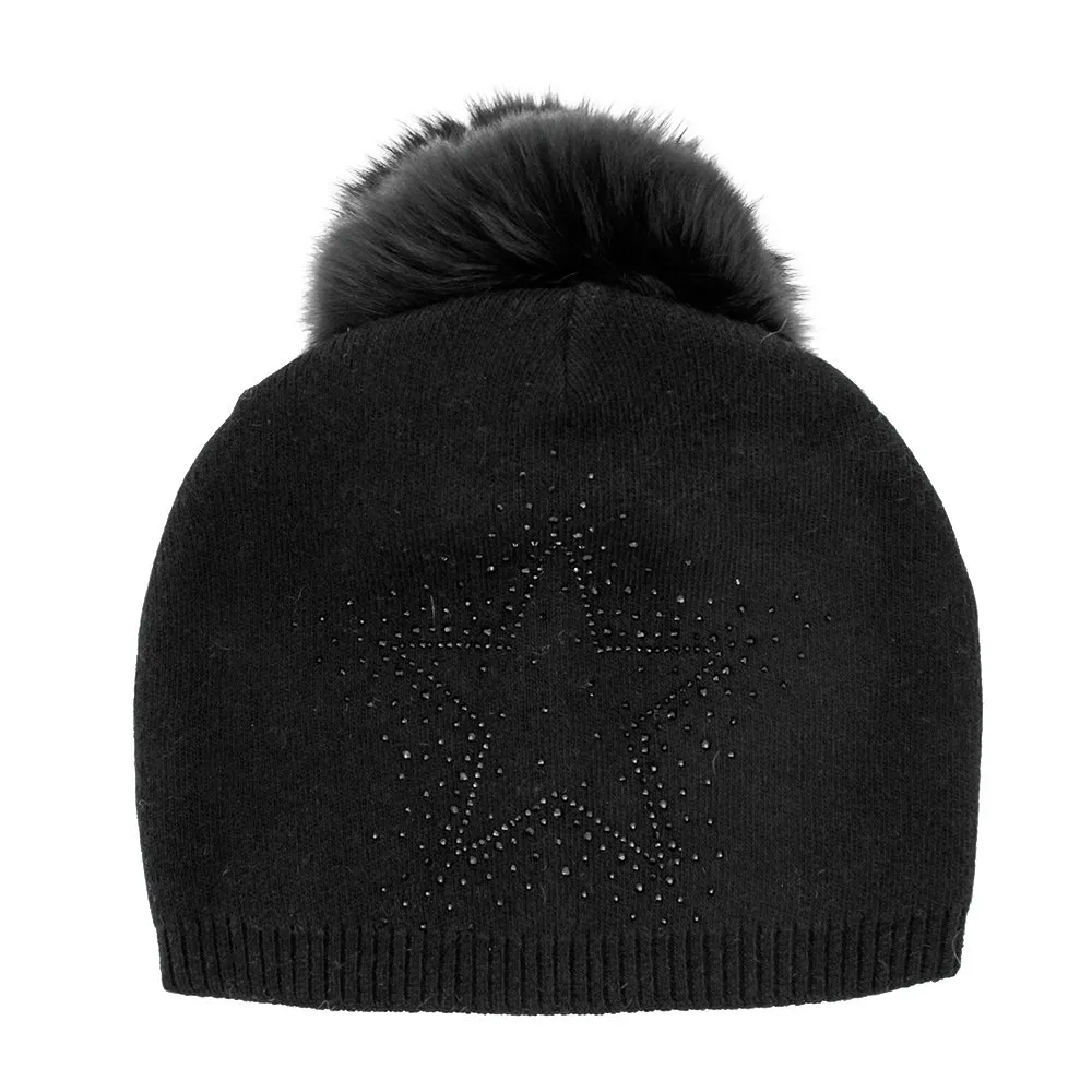 Peter Glenn Shining Star Hat with Real Fur Pom (Girls')