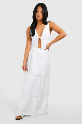 Petite Boho Trim Maxi Skirt