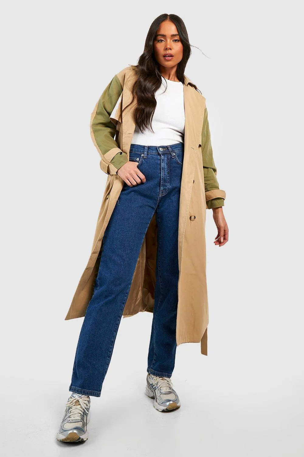 Petite Colorblock Trench Coat