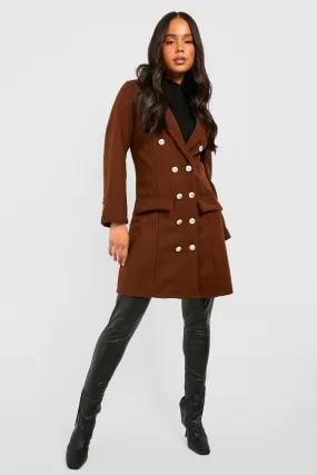 Petite Double Breasted Wool Look Coat