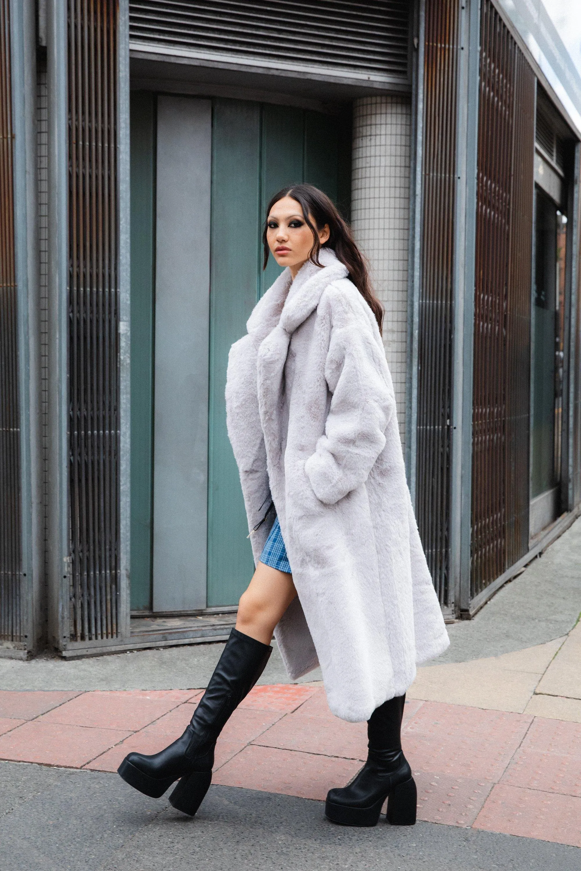 Petite Longline Faux Fur Coat