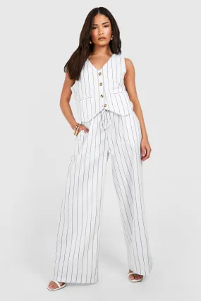 Petite Pinstripe Vest Pants Set