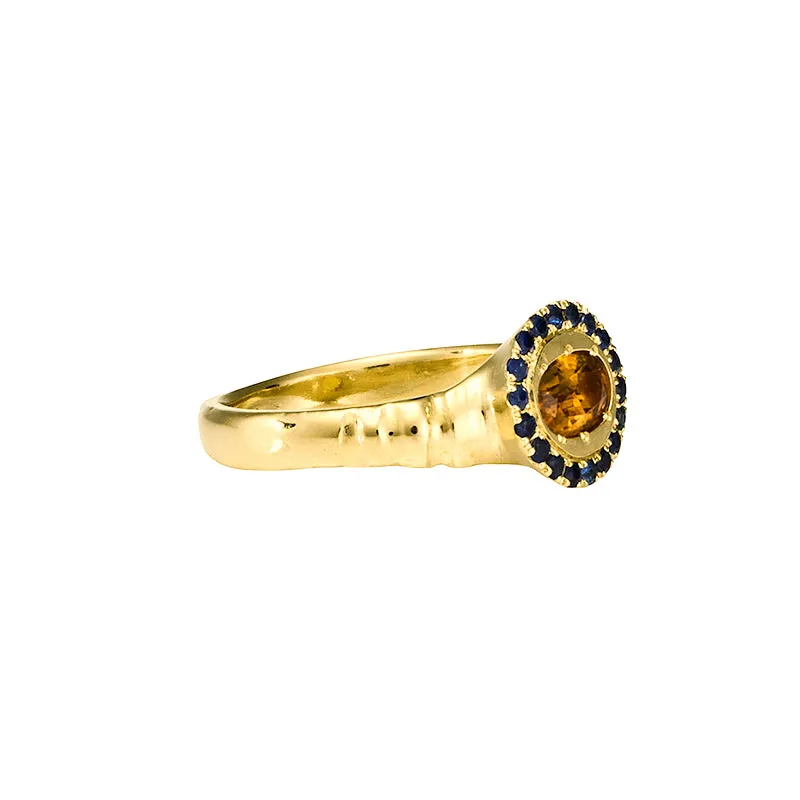 Petite Theseus Ring with Orange Sapphire - Solid Gold