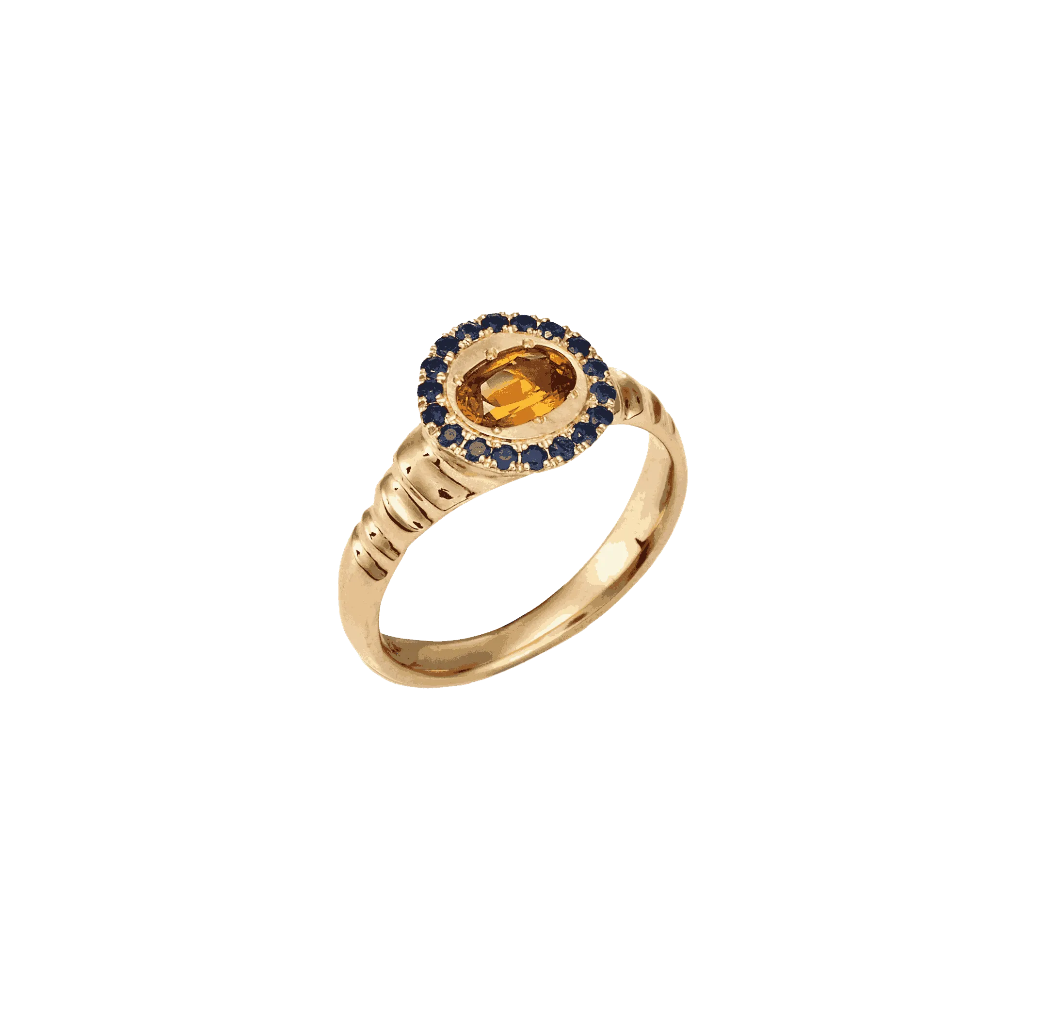 Petite Theseus Ring with Orange Sapphire - Solid Gold