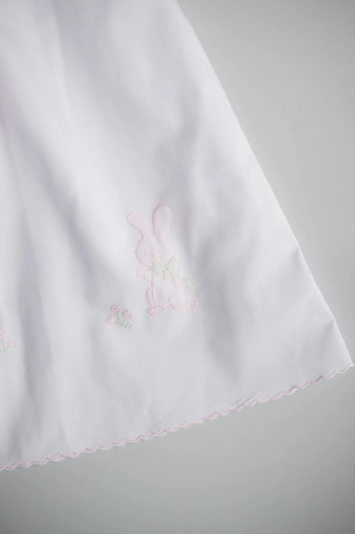 Phoebe Bunny & Flower Embroidered Girl's Dress | Pink/White