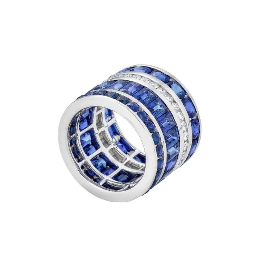 Piranesi Multi Blue Sapphire & Diamond Eternity Ring