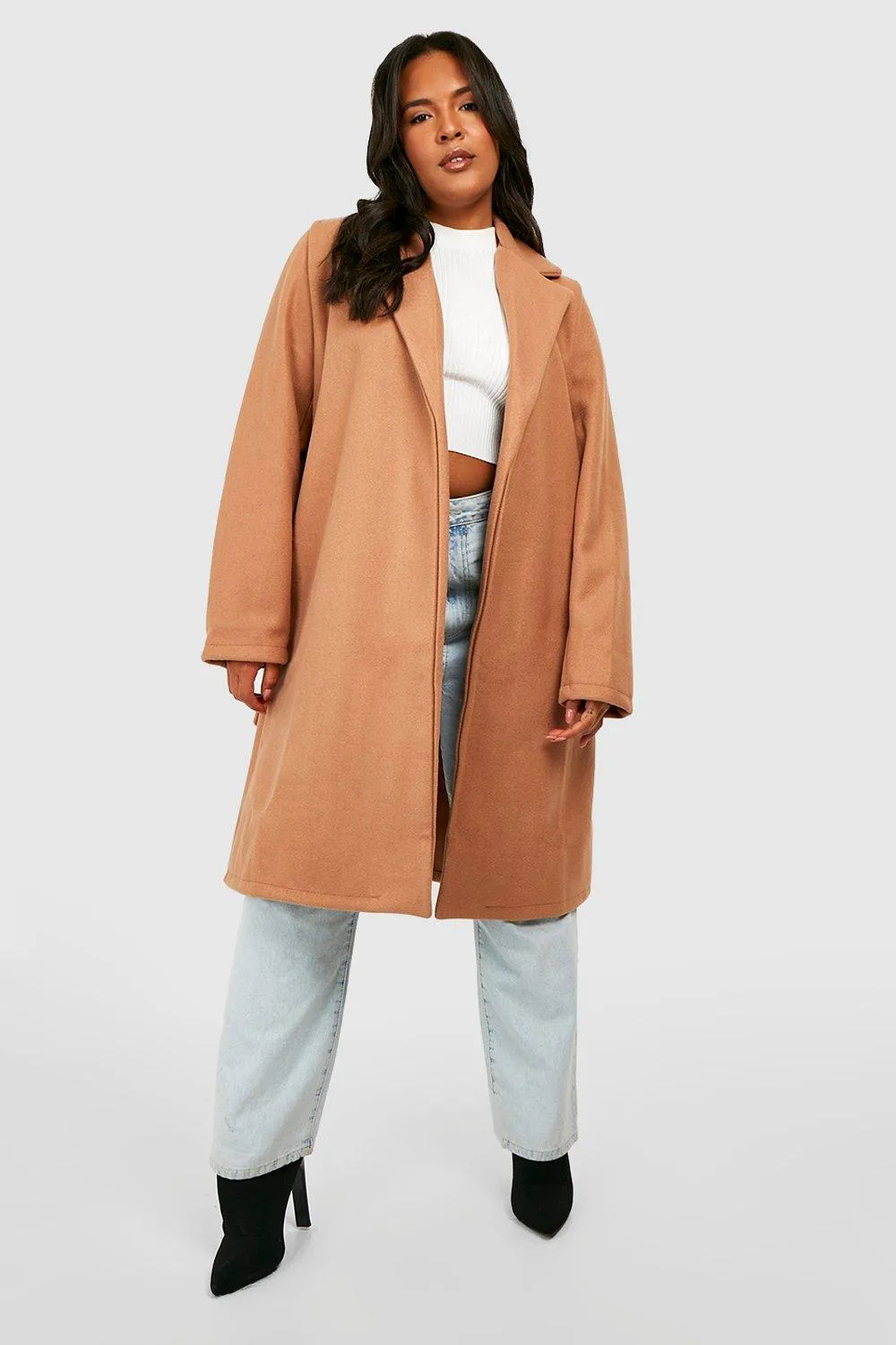 Plus Belted Wool Look Coat