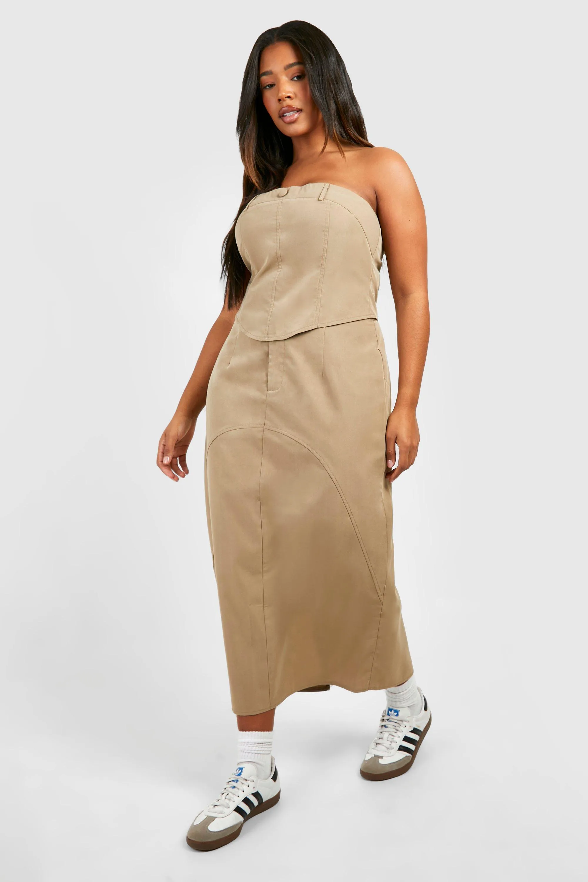 Plus Cargo Midi Skirt