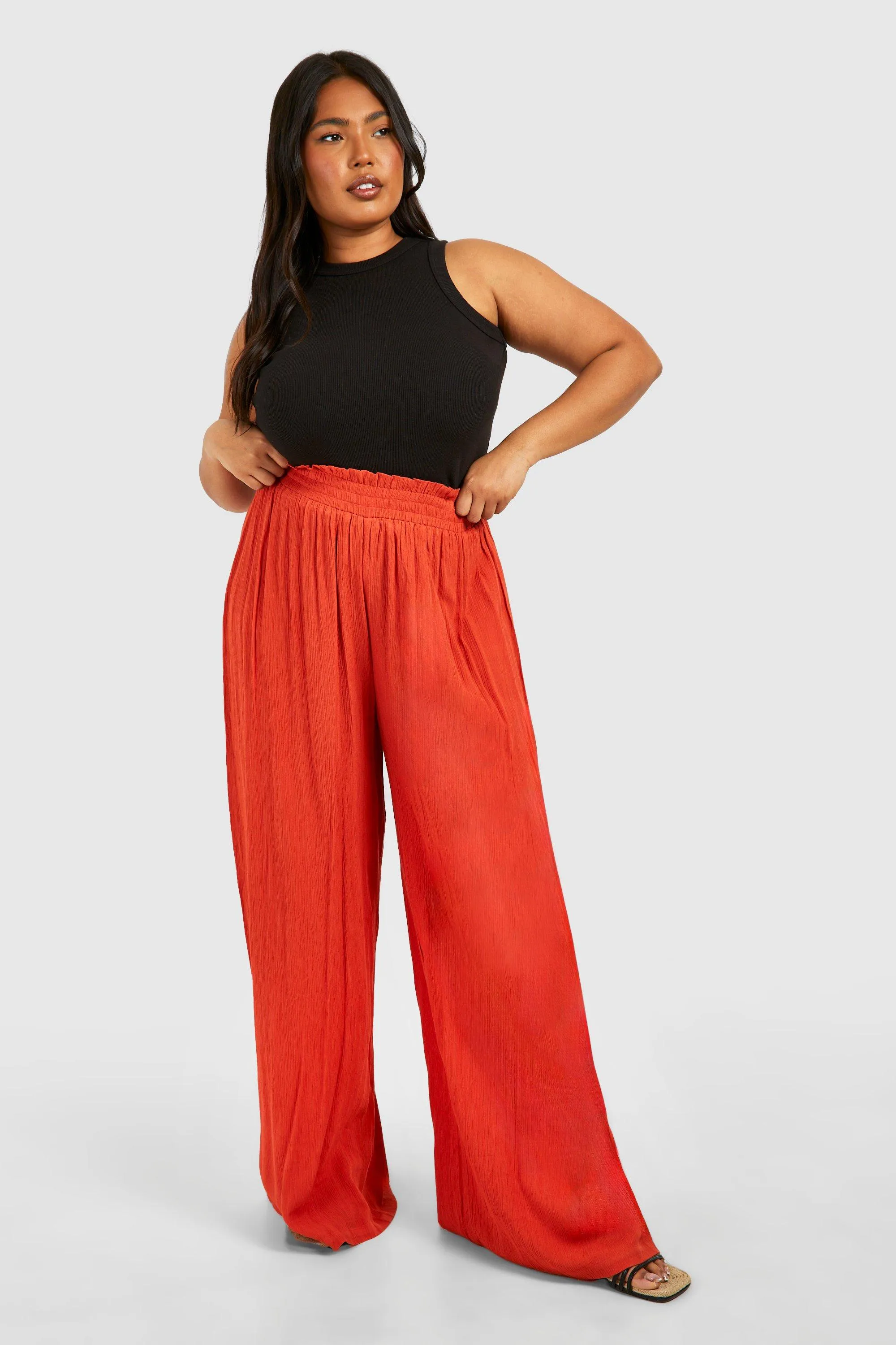 Plus Crinkle Rayon Beach Pants