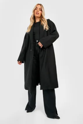 Plus Double Breasted Longline Coat