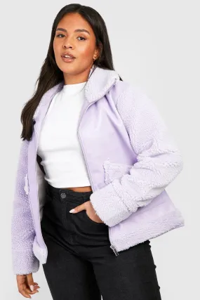 Plus Faux Fur Detail Aviator Jacket