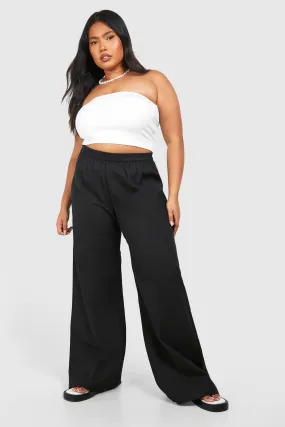 Plus Linen Feel Wide Leg Pants