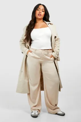 Plus Satin Wide Leg Pants