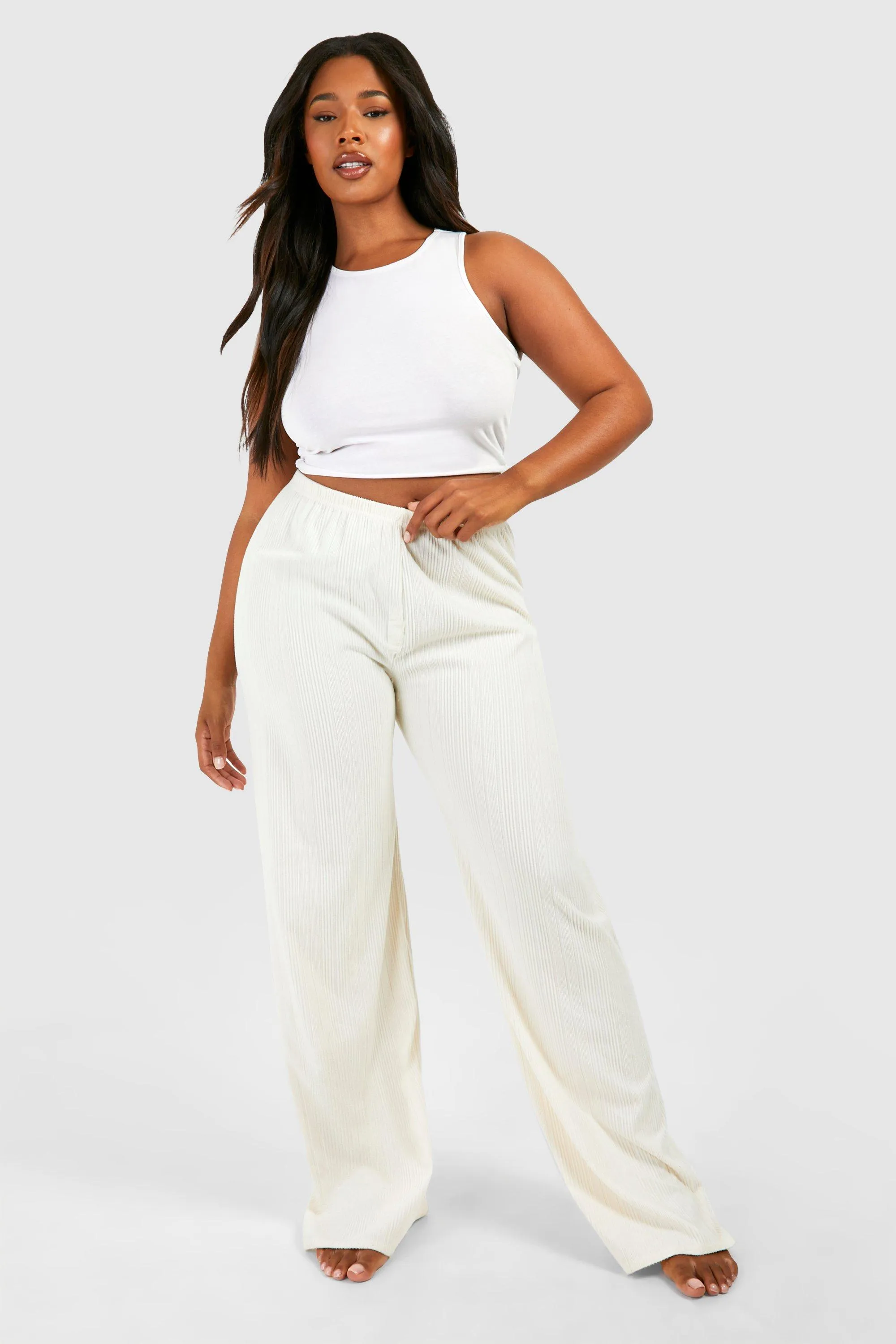 Plus Soft Rib Lounge Wide Leg Pants