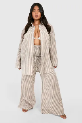 Plus Textured Stripe Beach Pants