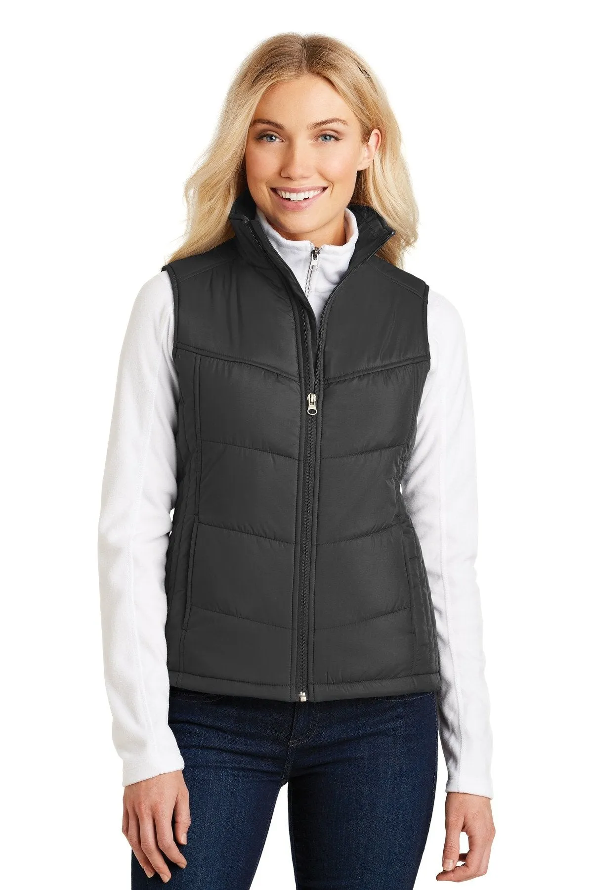 Port Authority Ladies Puffy Vest L709 Black/Black