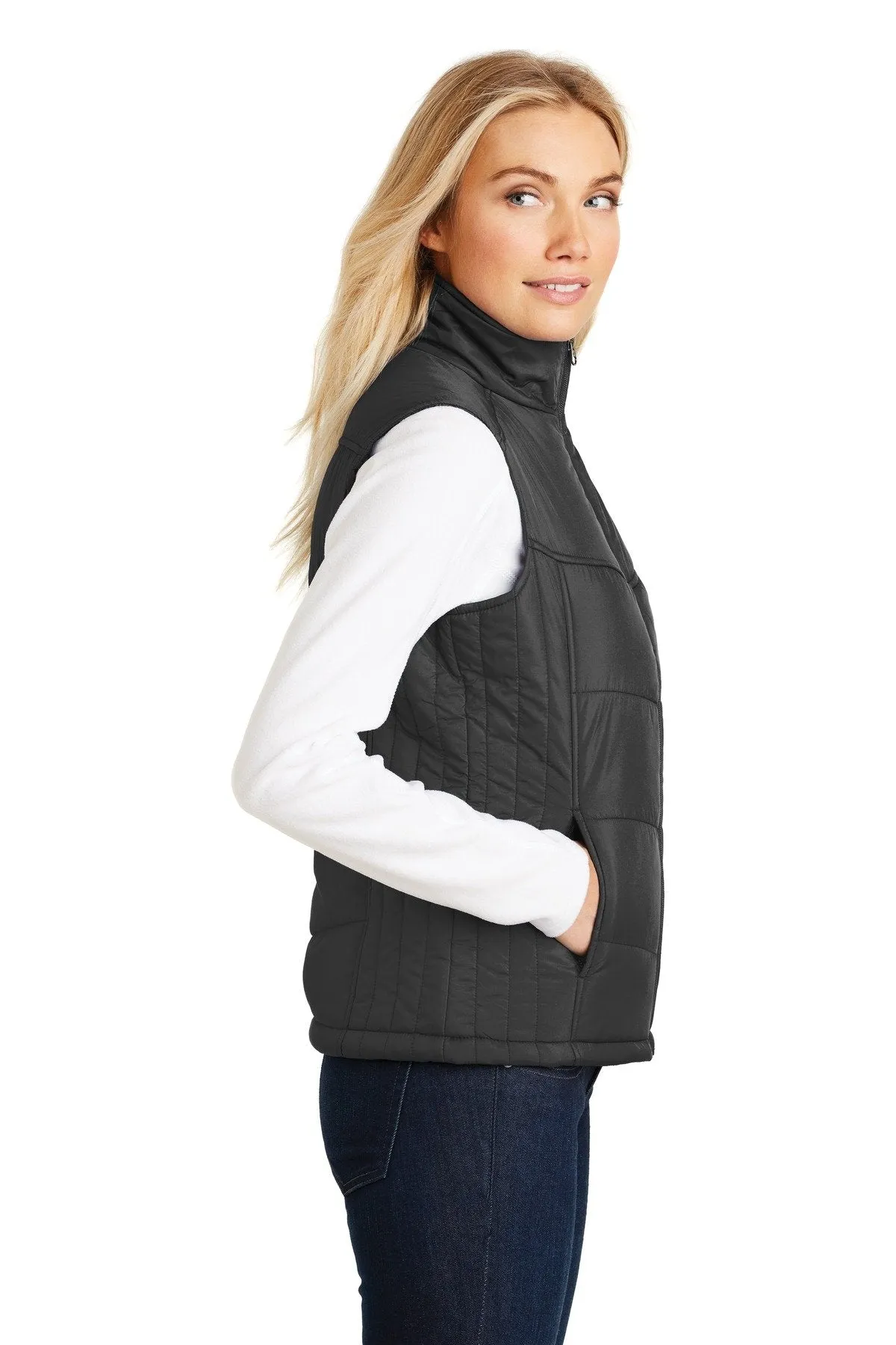 Port Authority Ladies Puffy Vest L709 Black/Black