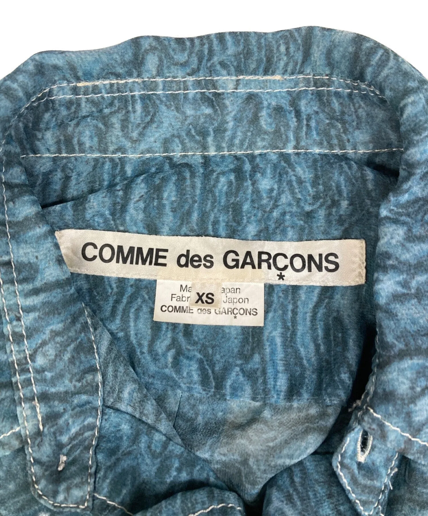 [Pre-owned] COMME des GARCONS Sheer all-over pattern shirt with pocket switching Faux fur pocket shirt GQ-B003