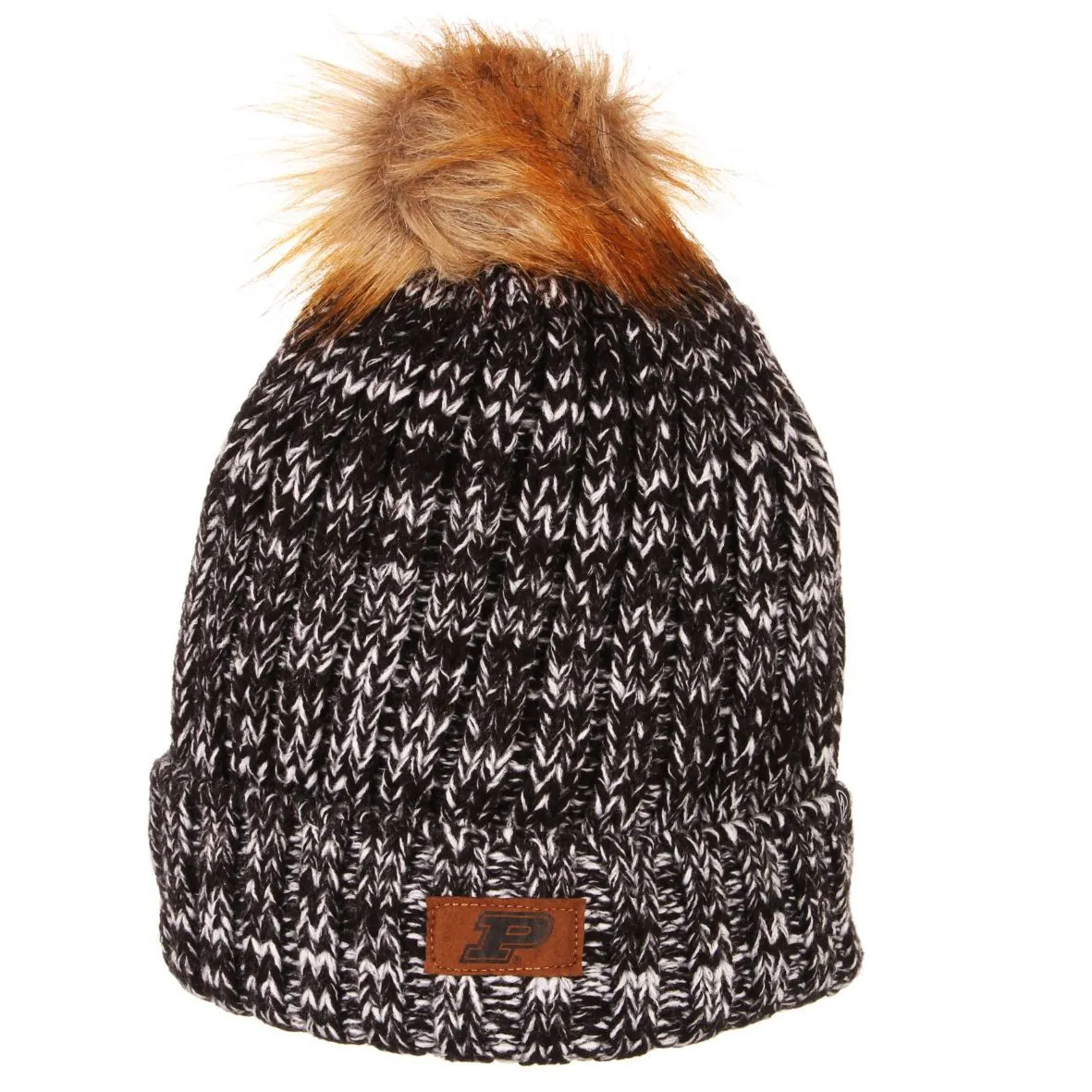 Purdue Boilermakers Zephyr WOMEN'S Gracie Faux Fur Poofball Knit Beanie Cap