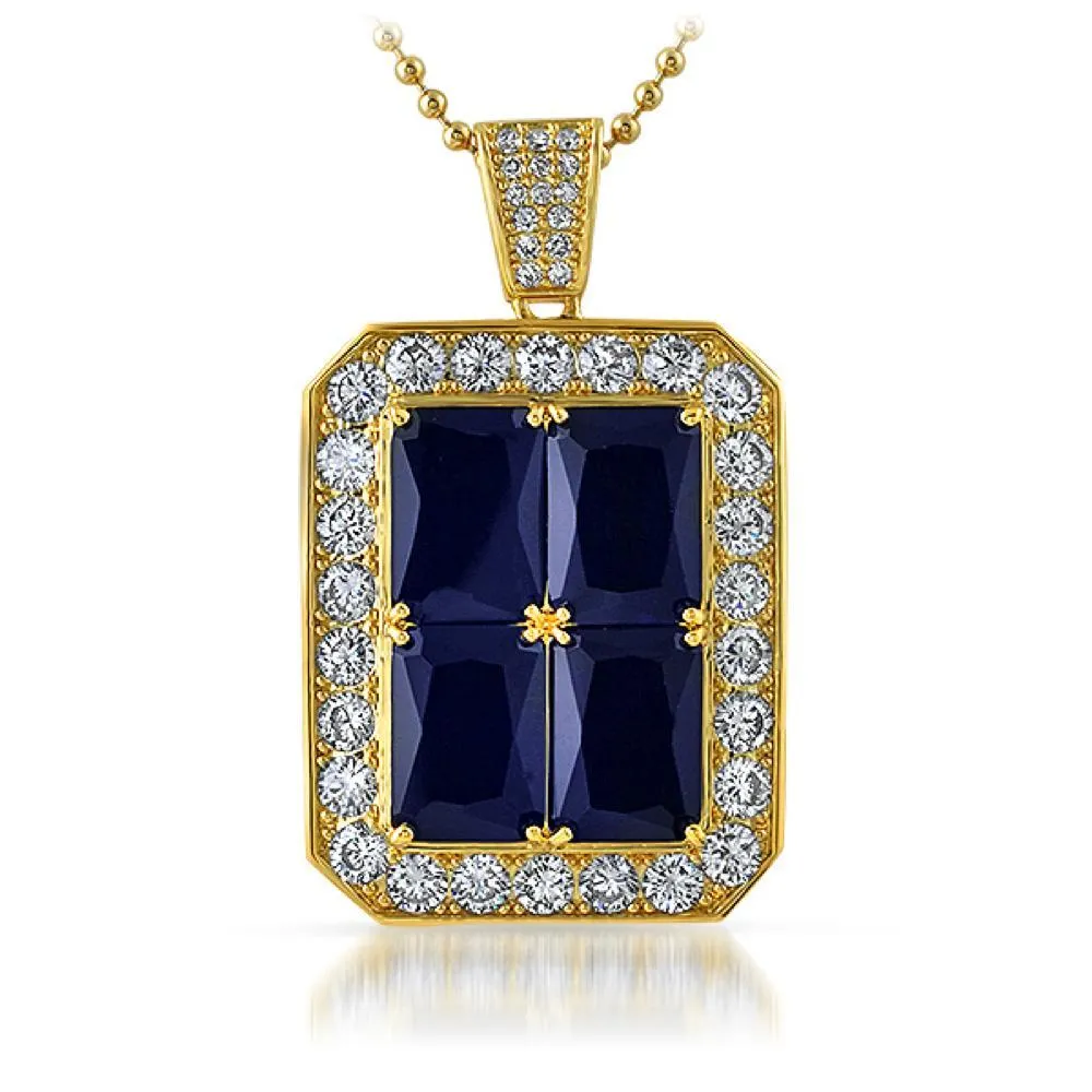 Quad Lab Sapphire Blue Bling Bling Pendant