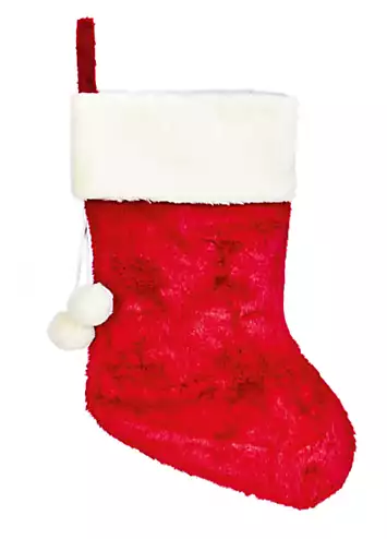 Red Stocking with White Faux Fur Trim & Pom Poms | Kaleidoscope