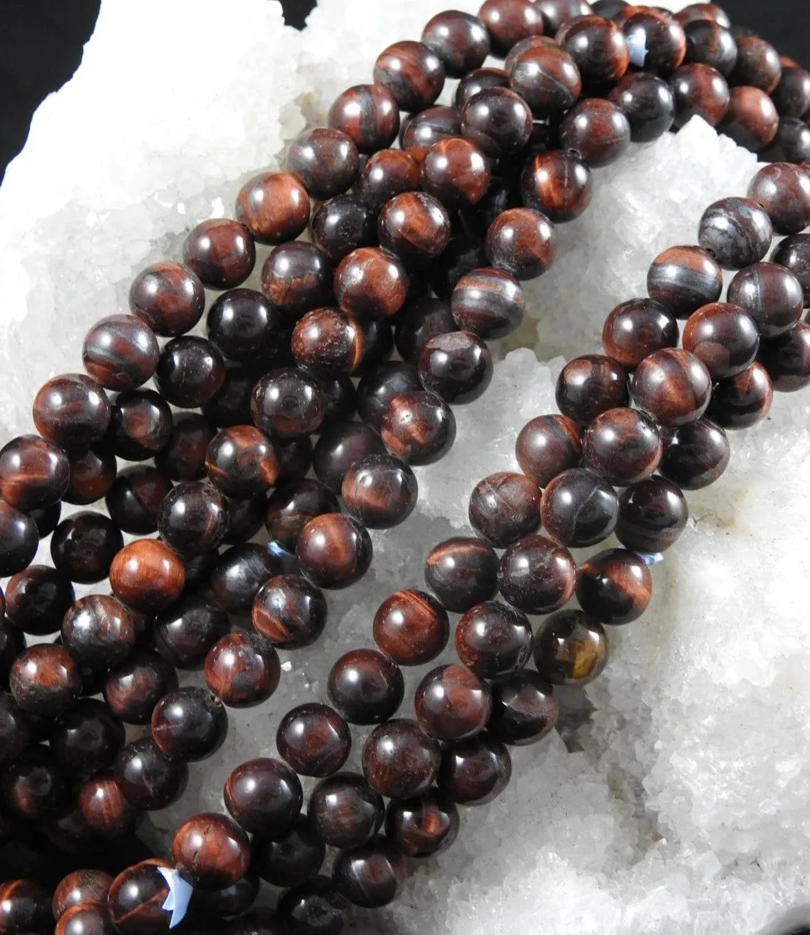 Red Tigers Eye Bead Strand