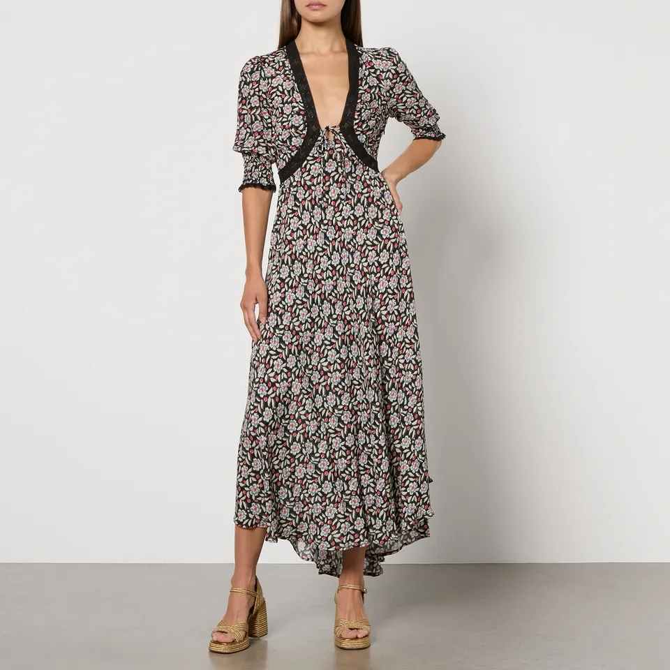 RIXO Amina Floral-Print Satin-Silk Maxi Dress - UK 6 | Coggles