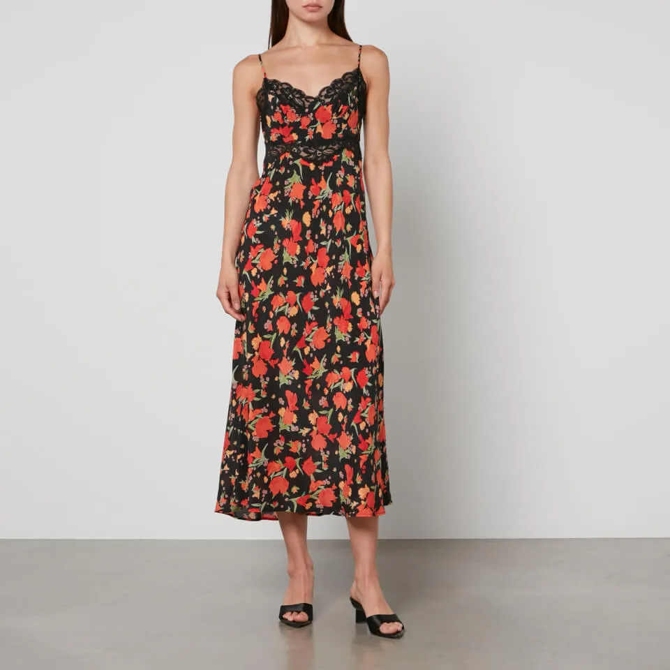 RIXO Amora Floral-Print Silk Midi Dress - S/UK 10 | Coggles