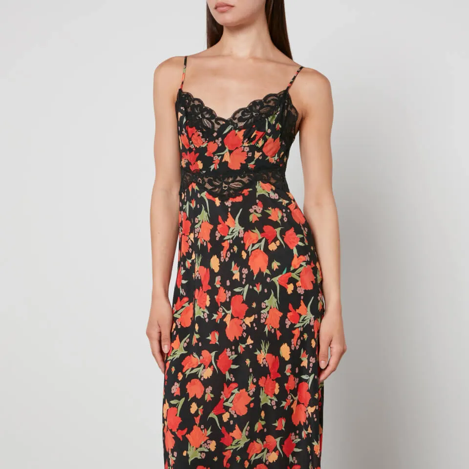 RIXO Amora Floral-Print Silk Midi Dress - S/UK 10 | Coggles