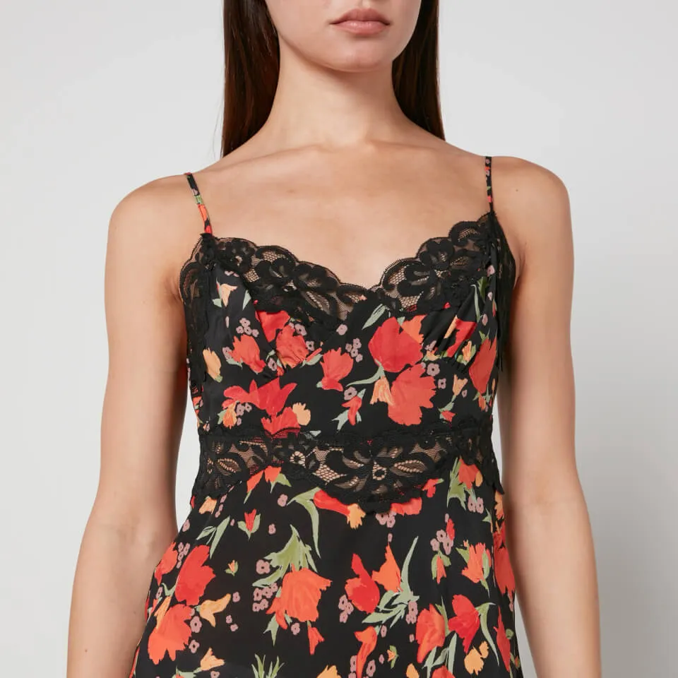 RIXO Amora Floral-Print Silk Midi Dress - S/UK 10 | Coggles