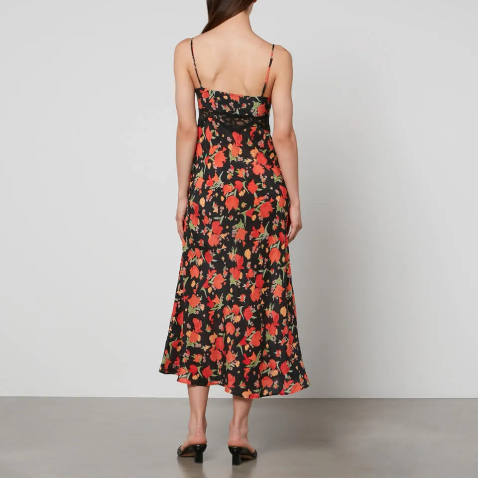 RIXO Amora Floral-Print Silk Midi Dress - S/UK 10 | Coggles